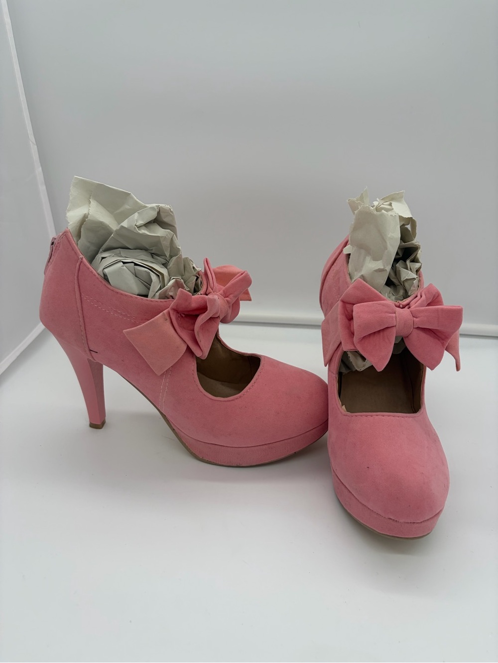 Pink Bow Platform High Heel Pumps - Women's Shoes